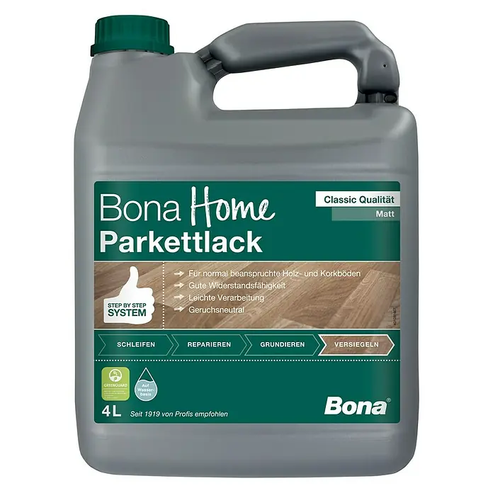 Bona Home Parkettlack Classic - Farblos, 4 l, Matt - Vorderansicht