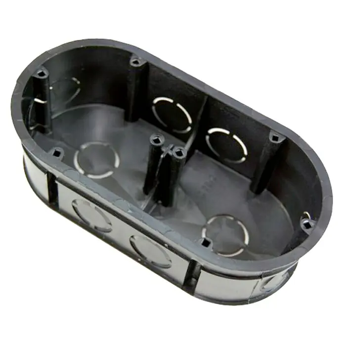 Dietzel Univolt Doppel-Schalterdose - Ø x H: 70 x 45 mm, 2-fach, Schwarz, 1 Stk.