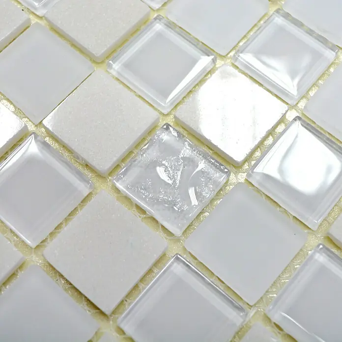 Selbstklebemosaik Quadrat Crystal Mix SAM 4M332 - 30 x 30 cm, Weiß