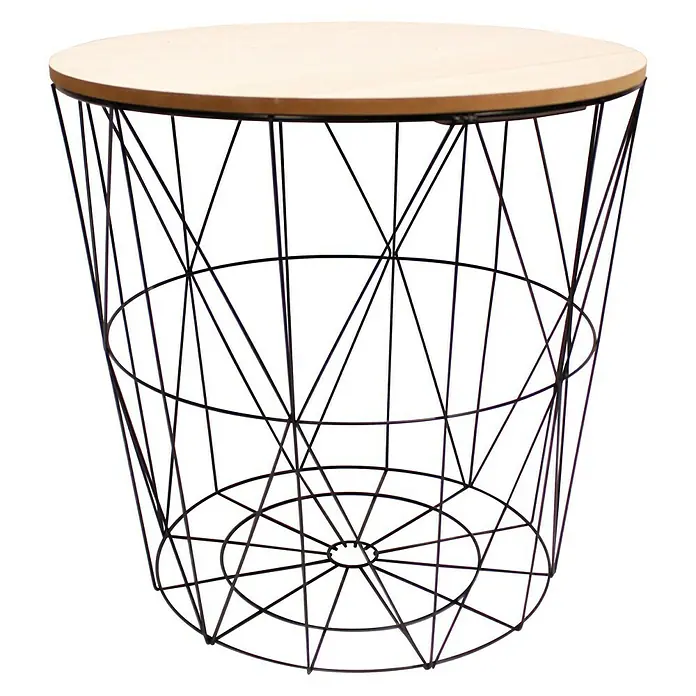Mesa auxiliar Luke - Ø x Al: 39 x 39 cm, Tablero de fibra de madera de densidad media (MDF), Marrón claro, Negro - Vista frontal