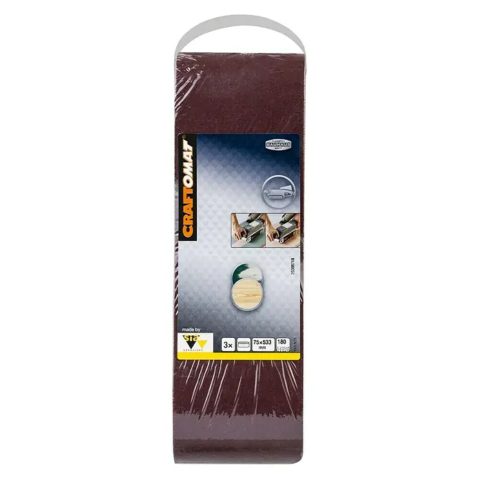 Craftomat Brusni remen BFWP - D x Š: 533 x 75 mm, Granulacija: 180, 3 Kom. - Pogled sprijeda
