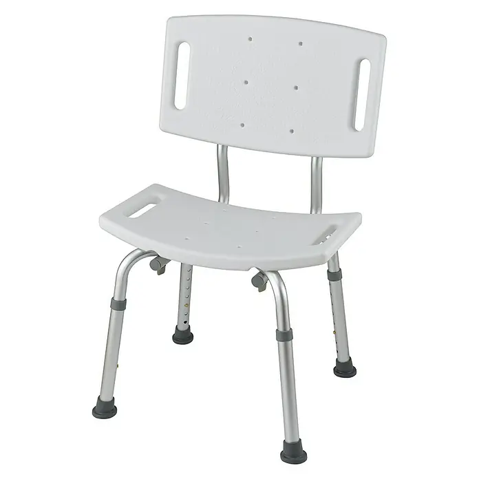careosan Stolica za kupaonicu - 75 cm - 92 cm, Opteretivost: 110 kg, Bijelo-srebrne boje