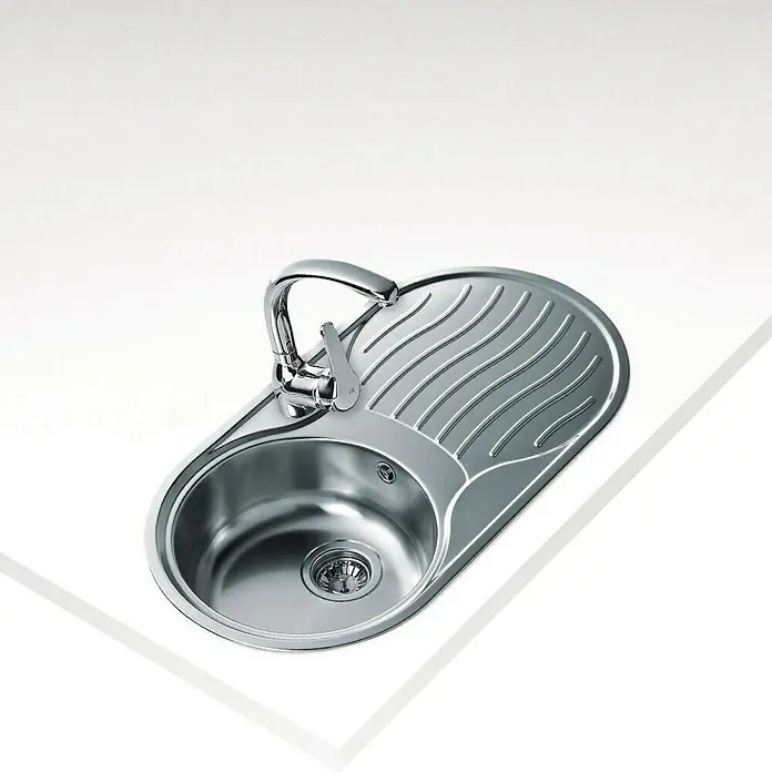 Teka Fregadero encastrable Universo DR-80 1C+1E - 44 x 84 cm, Acero inoxidable, Cromo