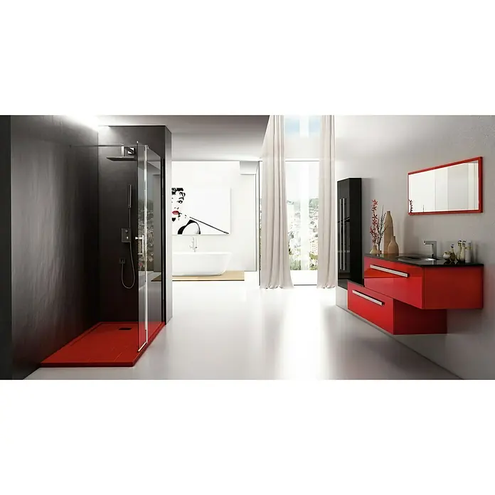 Torvisco Mampara de ducha fija Milán transparente - An x Al: 100 x 195 cm, 6 mm, Cromo