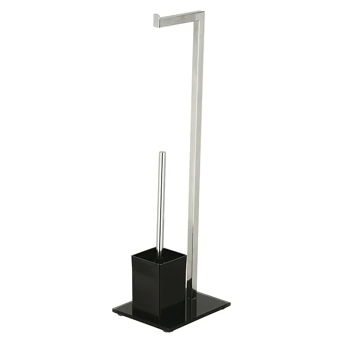 MSV Conjunto de escobillero y portarrollos - Altura: 70,5 cm, Negro