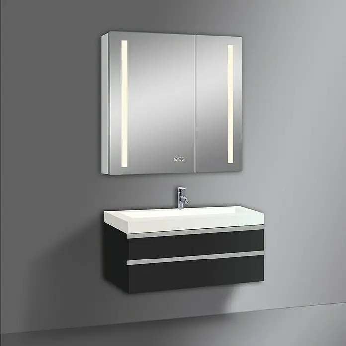 DSK LED-Spiegelschrank Aluminio Sun - B x H: 80 x 70 cm, Mit Beleuchtung, Aluminium