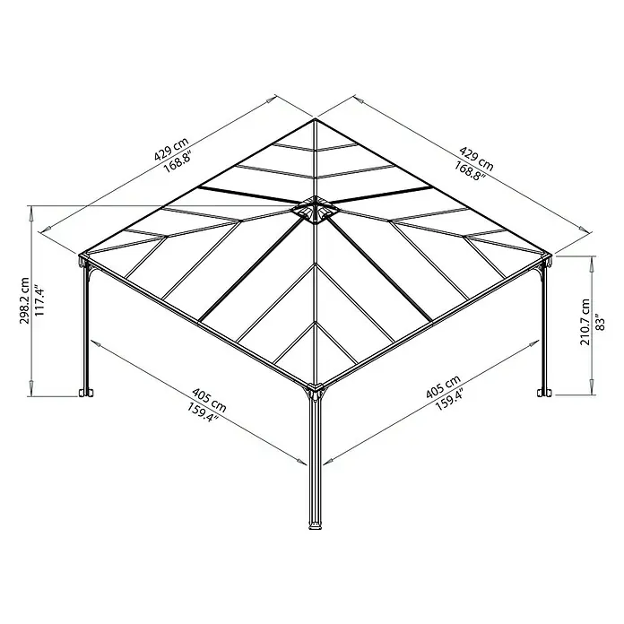 Palram – Canopia Pavillon Palermo 4300 - 429 x 429 x 298 cm, Anthrazit