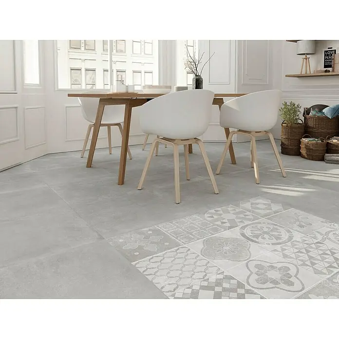Pavimento hidráulico Moliere Decorativa - 45 x 45 cm, Gris, Efecto cemento - Foto ambiente