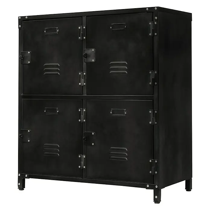 Armario metálico Vintage - 35 x 75 x 82,5 cm, Número de puertas: 4 ud., Número de compartimentos: 4 ud. - Vista frontal