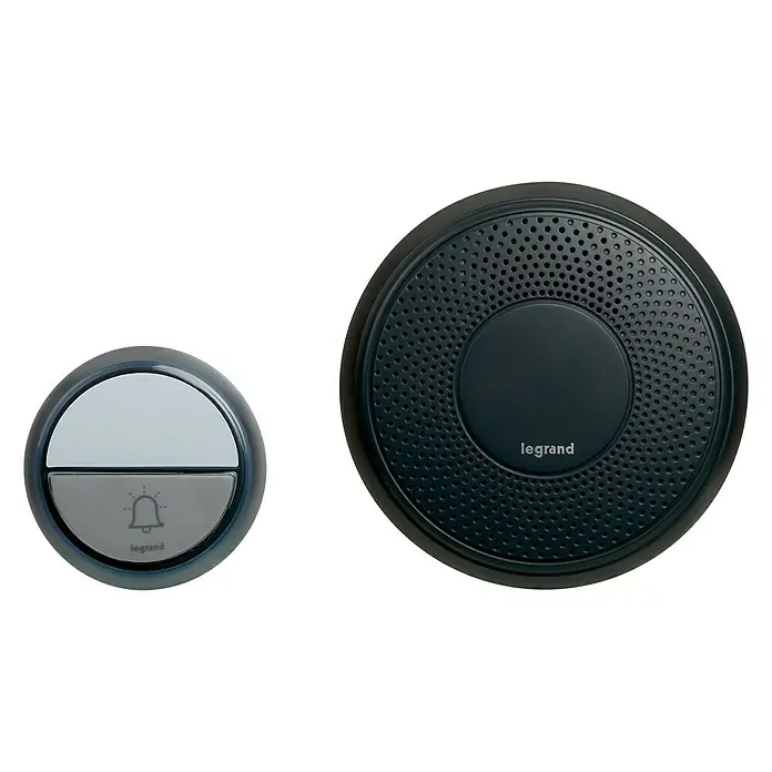 Legrand Juego de timbre inalámbrico Confort negro - 100 m, IP44, 80 dB, Plástico