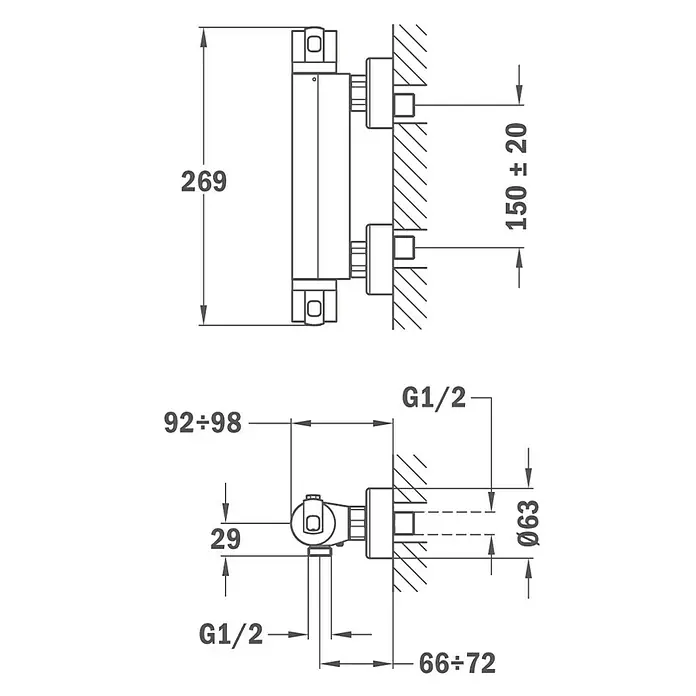 Teka MT Plus Grifo termostático de ducha - Cromo, Brillante