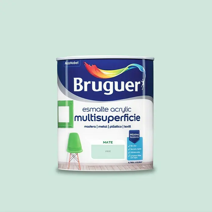 Bruguer Esmalte de color Acrylic Multisuperficie - Mint, 750 ml, Mate