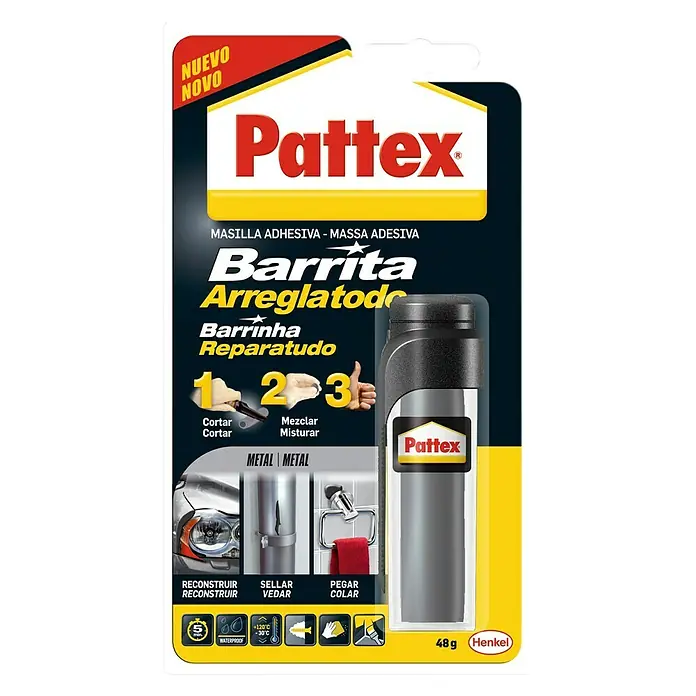 Pattex Masilla epoxi metal Arreglatodo - Gris/Blanco, 48 g