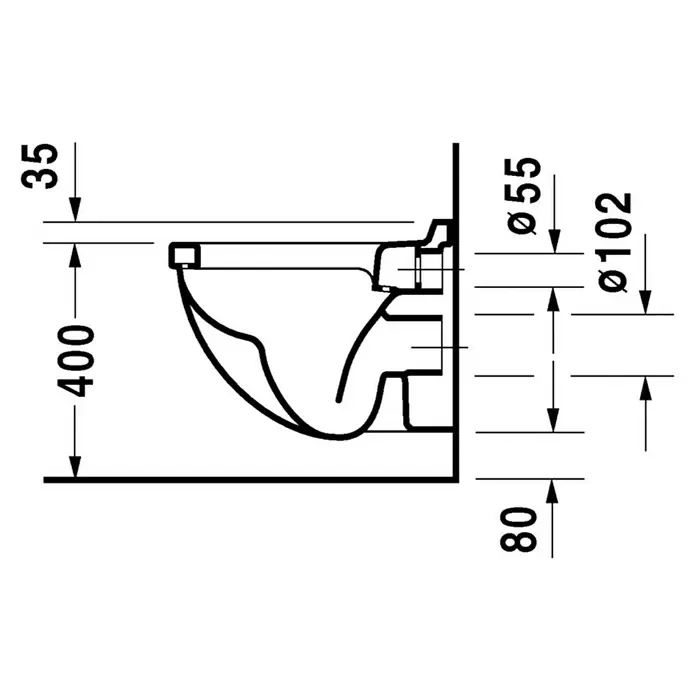 Duravit Starck 3 Wand-WC Compact - Mit Spülrand, Ohne Spezialglasur, Spülform: Tief, Sichtbarkeit Befestigung: Sichtbar, Weiß