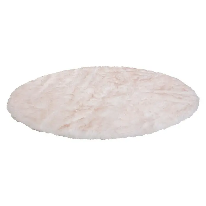 Kayoom Teppich Crown - Weiß/Puderrosa, Durchmesser: 160 cm, 100 % Polyester, Rund