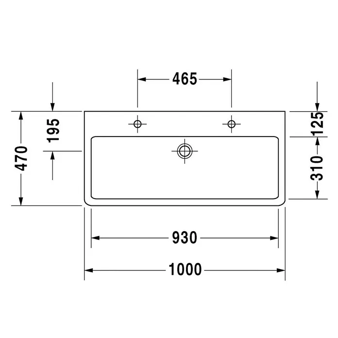 Duravit Vero Doppelwaschtisch - 100 x 47 cm, Ohne Spezialglasur, Hahnloch: Mitte, Mit Überlauf, Weiß, Geschliffen