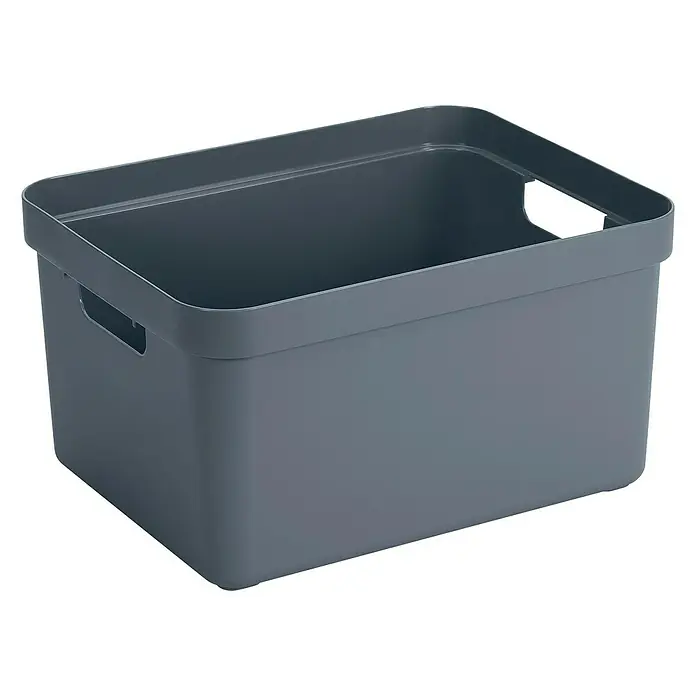 Sunware Aufbewahrungsbox Sigma Home - L x B x H: 45,3 x 35,4 x 24,3 cm, Kunststoff, Dunkelblaugrau - Linke Seitenansicht