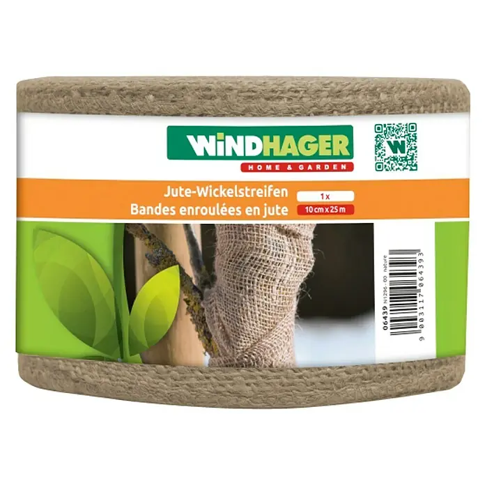 Windhager Jute-Gewebematte Wickelstreifen - L x B: 25 m x 10 cm, Natur