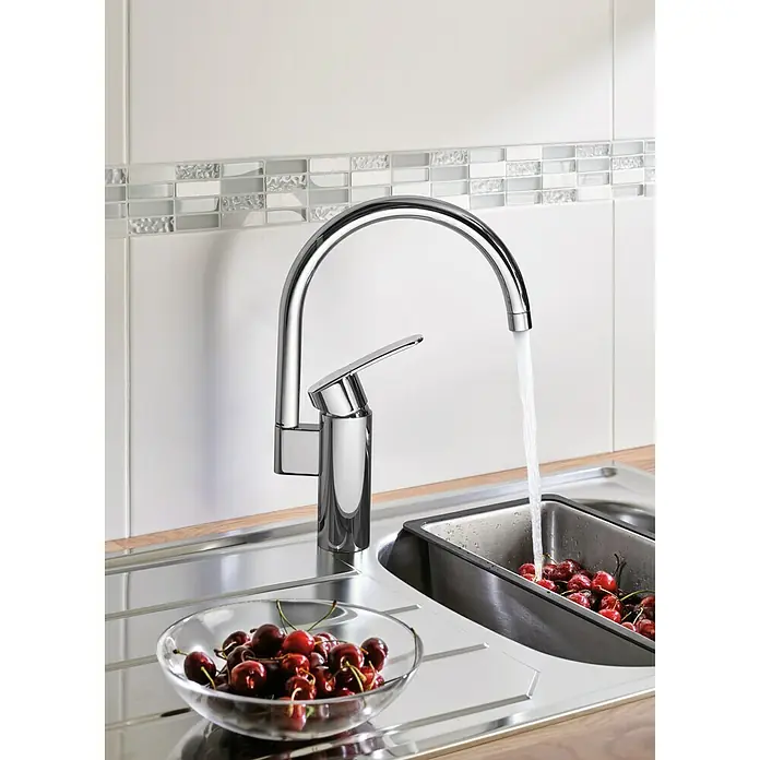 Grohe Grifo de cocina Wave Cosmopolitan - Cromo, Brillante, Caño alto