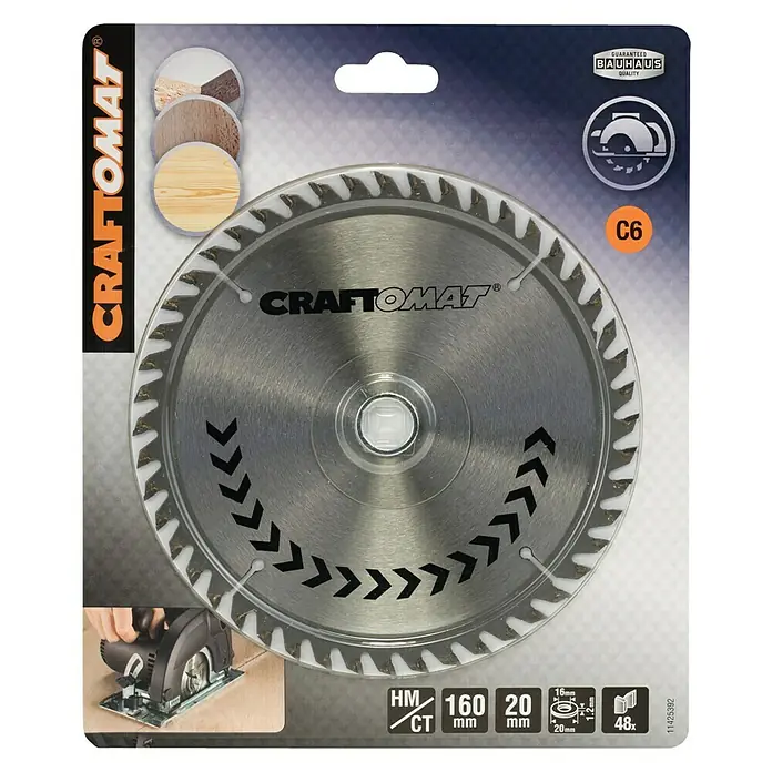 Craftomat Kreissägeblatt HM - 160 mm, Bohrung: 16/20 mm, 48 Zähne