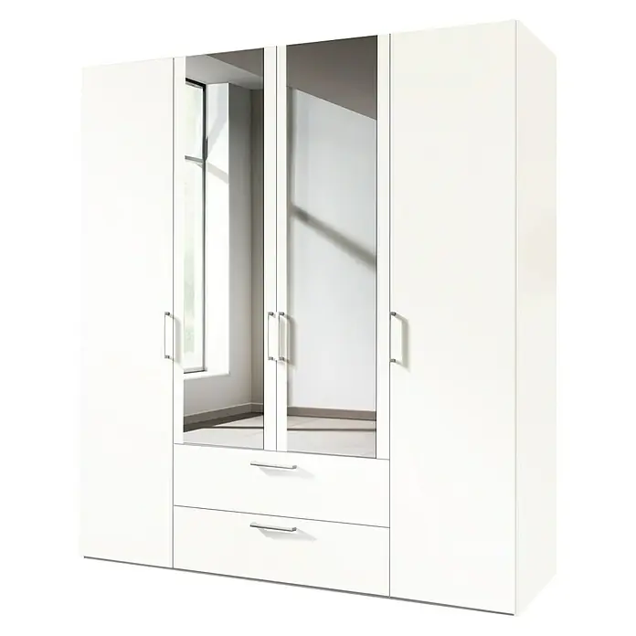 Express Möbel Kleiderschrank Brooklyn - L x B x H: 58 x 200 x 216 cm, Weiß, 2 Spiegel, Anzahl Schubladen: 2 Stk. - Rechte Seitenansicht