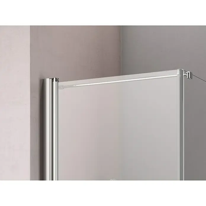 GEO Hit Eckdusche B-F10P - 90 x 100 x 202,2 cm, Beschichtet, DIN Anschlag: Links, Stärke: 6 mm, Silber - Vorderansicht