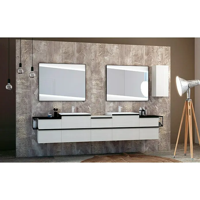 Baden Haus Qubo LED-Lichtspiegel - 3 x 100 cm, Beleuchtung, Mit eckigen Kanten