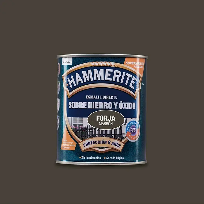 Hammerite Esmalte para metal Hierro y óxido - Marrón, 750 ml, Efecto forja