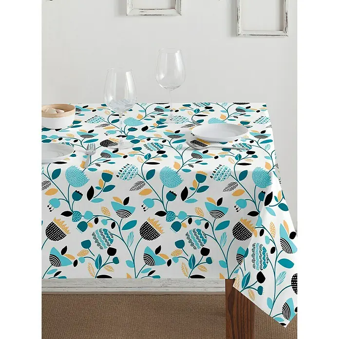 Mantel para mesa a metros Atos Flor - 140 cm, Azul