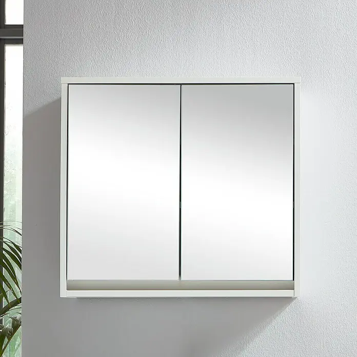 Basic Spiegelschrank Basic - B x H: 60 x 60 cm, Ohne Beleuchtung, Spanplatte, Weiß - Vorderansicht