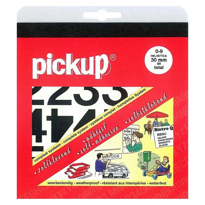 Pickup Naljepnica - znamenke, Crne boje, Visina: 30 mm