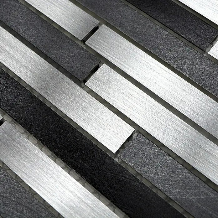 Mosaikfliese Mix XAM A891 - 29,8 x 33,8 cm, Grau/Schwarz, Matt - Draufsicht