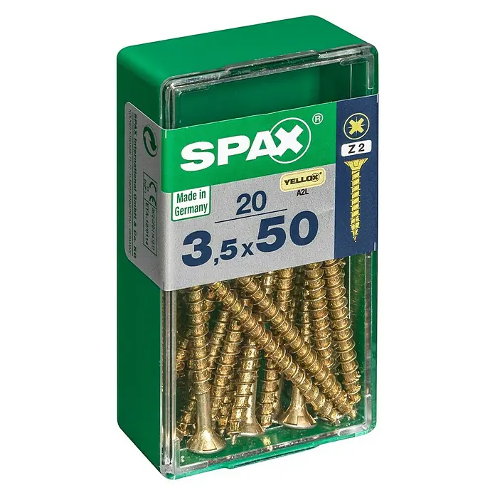 Spax Univerzalni vijak - 3,5 x 50 mm, Puni navoj, 20 kom - Pogled s lijeve strane