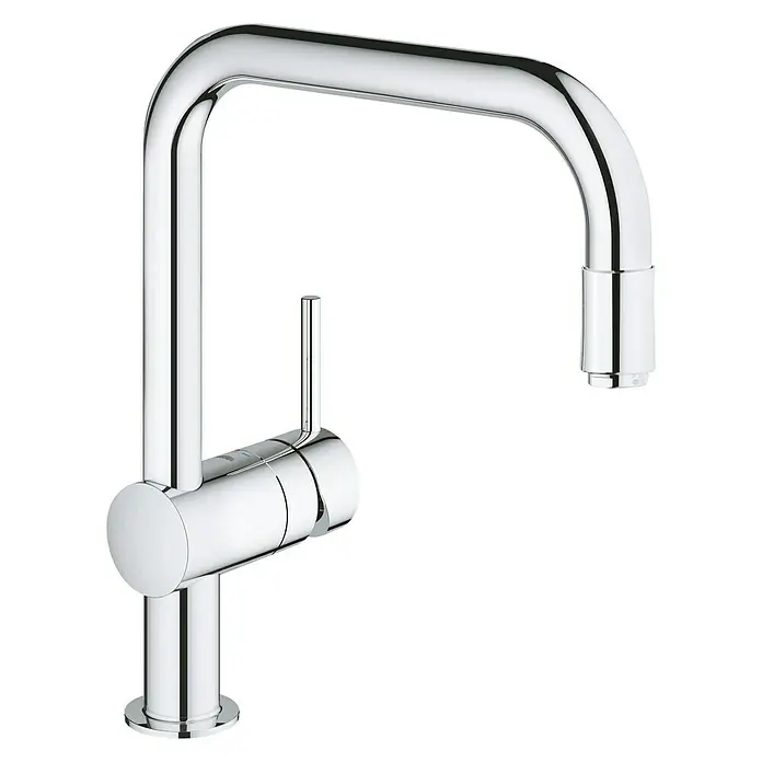Grohe Spültischarmatur Minta - Chrom, Glänzend, Ausziehbare Mousseurbrause - Vorderansicht