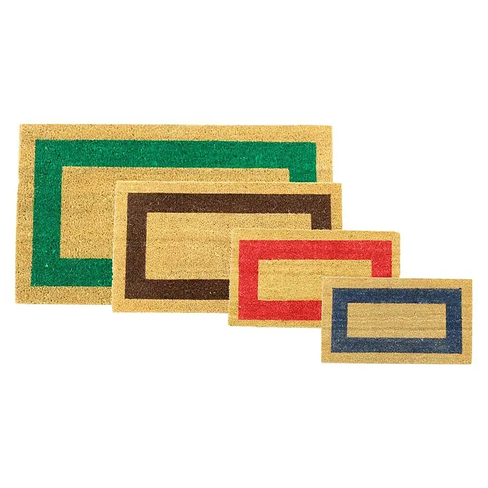 Felpudo de coco natural Cenefa - Beige/Marrón, 70 x 40 cm, Fibra de coco y PVC