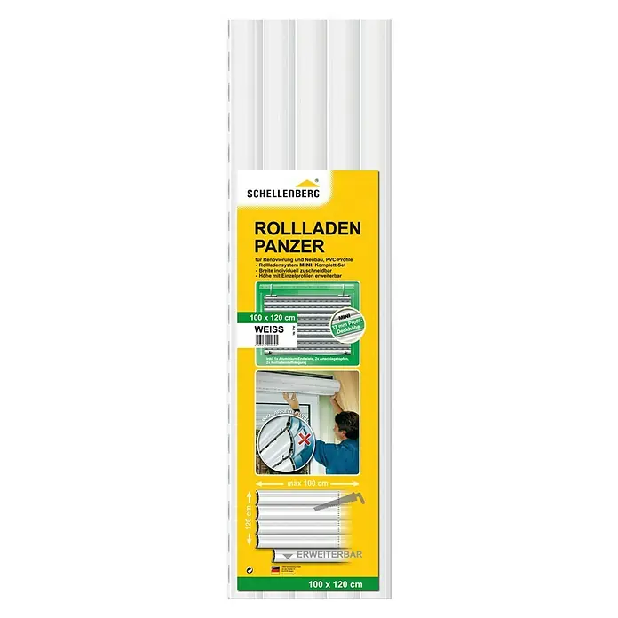 Schellenberg Rollladenpanzer MINI - B x H: 100 x 120 cm, Weiß - Vorderansicht