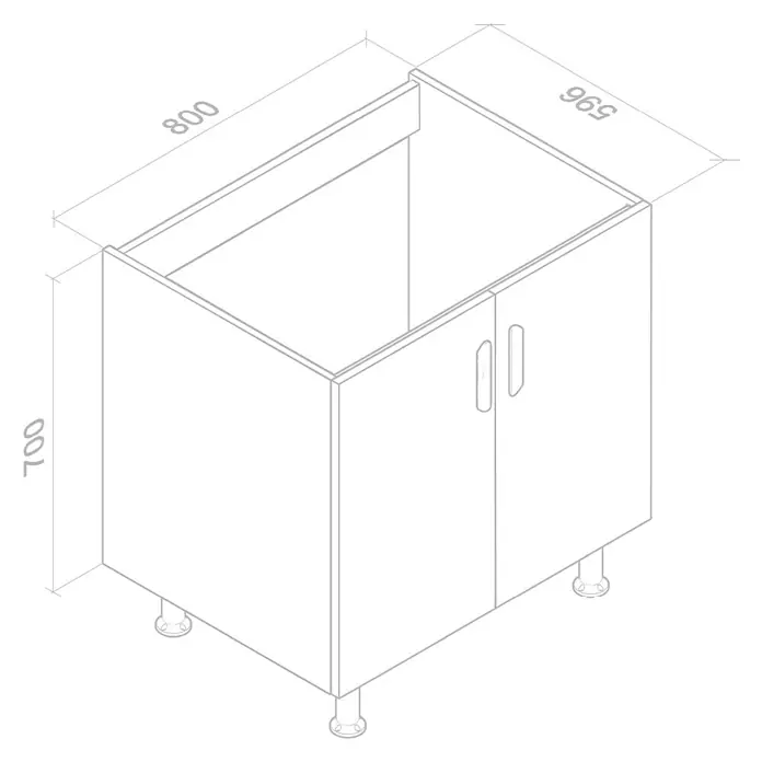 Top Element B Armario bajo fregadero - L x An x Al: 58 x 80 x 70 cm, Blanco