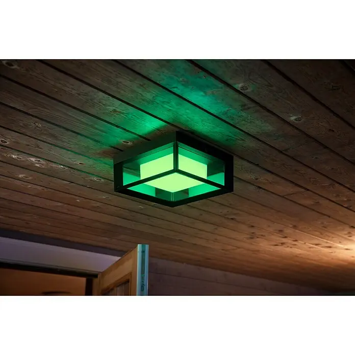 Philips Hue LED-Außenwandleuchte White & Color Ambiance Econic Quadratisch - 15 W, 11,5 x 26 x 26 cm, Schwarz, IP44
