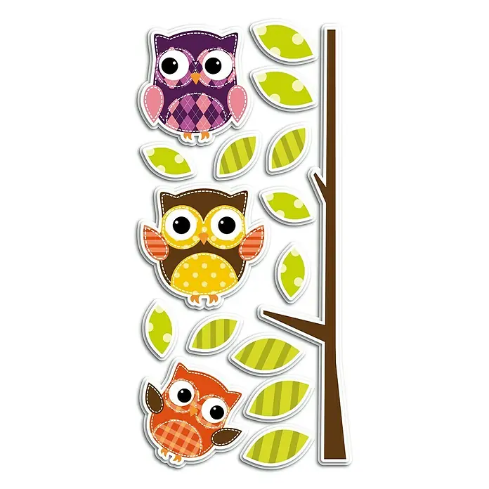 Adhesivos decorativos Owls Foam - Búhos, Multicolor, 15 cm x 31 mm