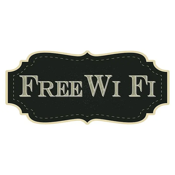 Adhesivos decorativos Free Wi-Fi vintage - Lámina adhesiva decorativa, 31 x 15 cm, Negro/Beige