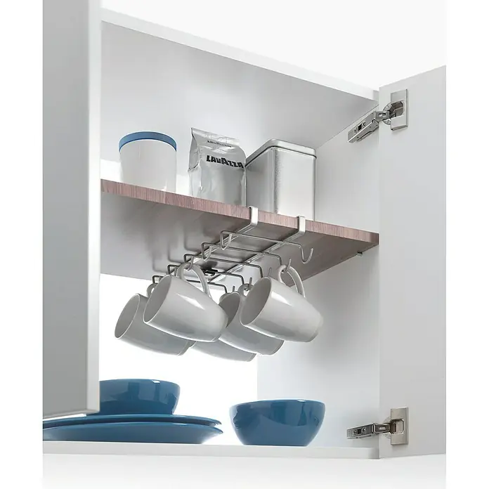 Metaltex Tassenhalter MyMug - L x B x H: 14 x 28 x 6 cm, Anzahl Haken: 10 Stk., Silber - Anwendungsbeispiel