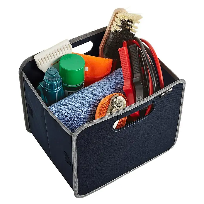 Meyliving Faltbox S - L x B x H: 27,5 x 26,5 x 32 cm, Dunkelblau - Vorderansicht