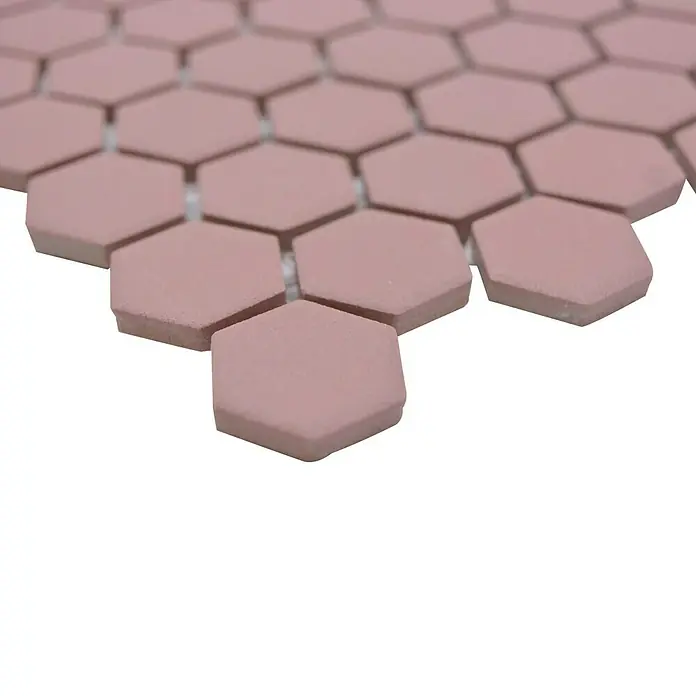Mosaikfliese Hexagon Uni HX AT24 - 26 x 30 cm, Rot, Matt - Detailaufnahme