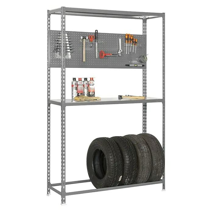 Simonrack Simonauto Estantería para neumáticos Simonracing Megaplus - L x An x Al: 40 x 120 x 200 cm, Capacidad de carga: 180 kg/balda, Número de baldas: 3 ud., Gris