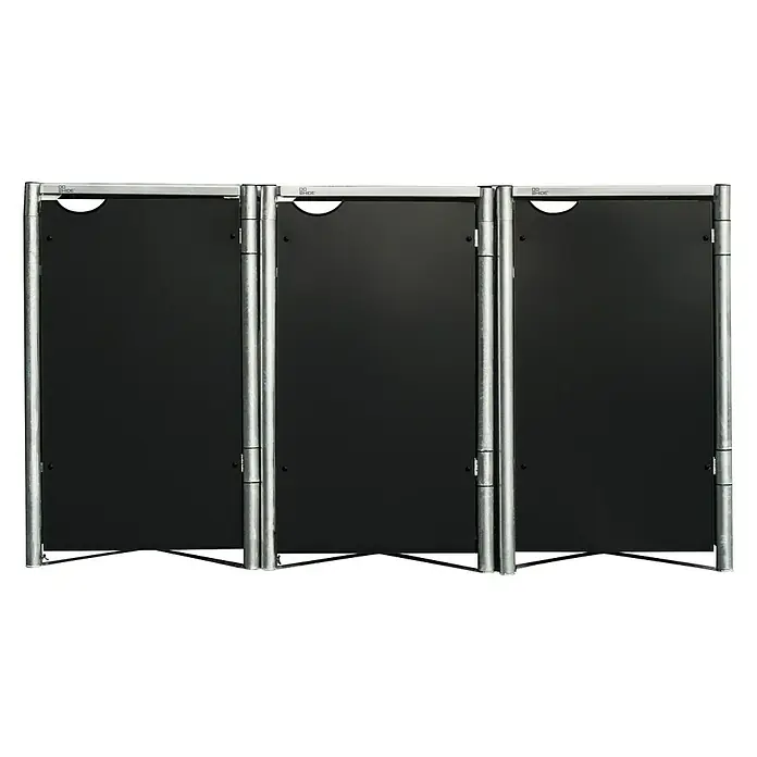 Hide Mülltonnenbox - 80,7 x 209,1 x 115,2 cm, Passend für: 3 Mülltonnen 180 - 240 l, Kunststoff, Schwarz - Vorderansicht