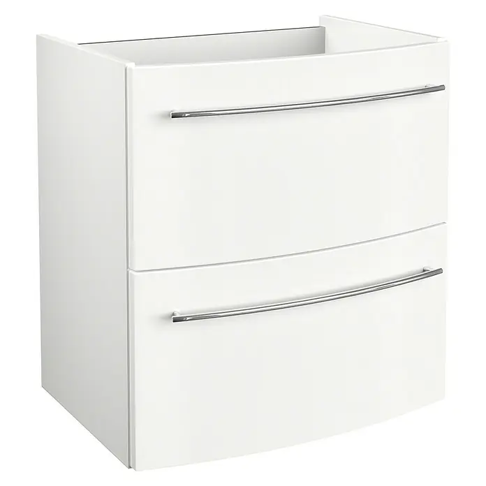 Camargue Excelsior Waschtischunterschrank - 59,2 x 44,1 x 63 cm, 2 Schubkästen, Weiß, Hochglanz - Linke Seitenansicht