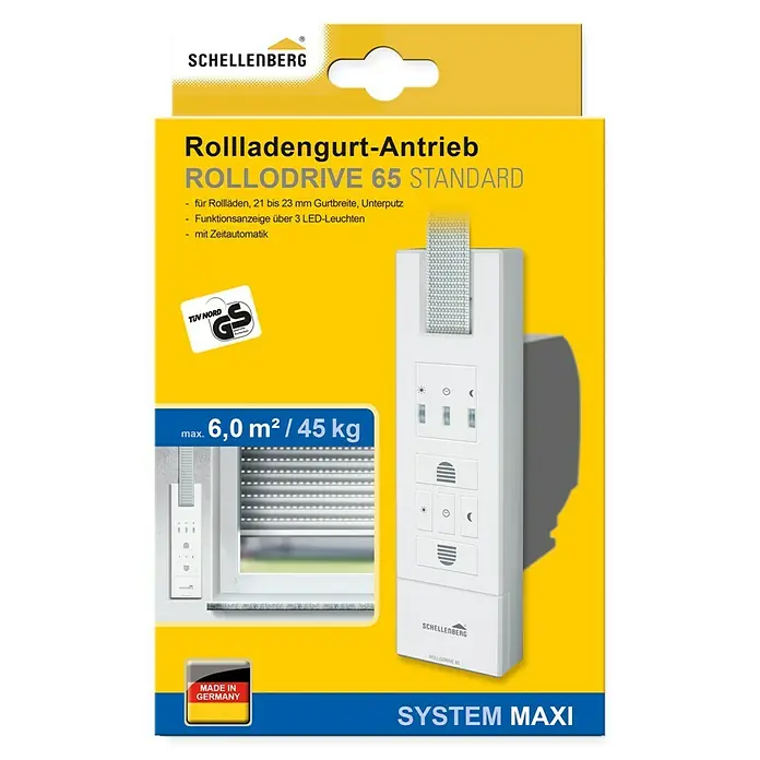 Schellenberg Rollladen-Gurtwickler Rollo Drive 65 Standard - Zugkraft: 45 kg, Gurtbreite: 21 mm - 23 mm, Unterputz - Vorderansicht