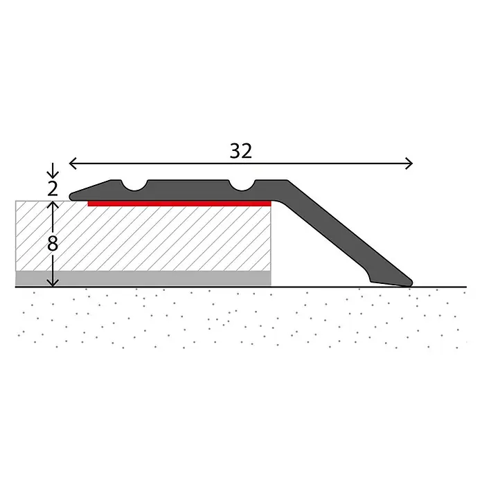 LOGOCLIC Abschlussprofil 146 - Eiche Grau, 0,9 m x 32 mm - Detailaufnahme