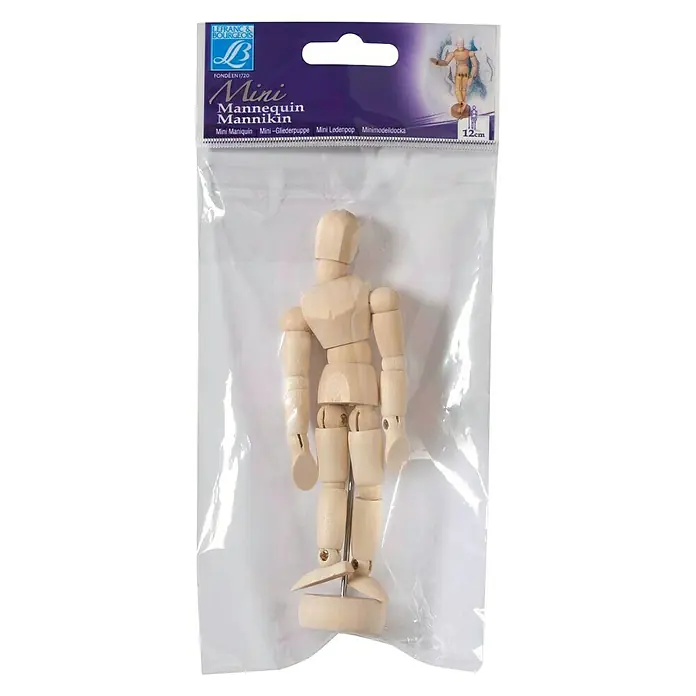 Gliederpuppe Mini - 12 cm, Holz - Vorderansicht