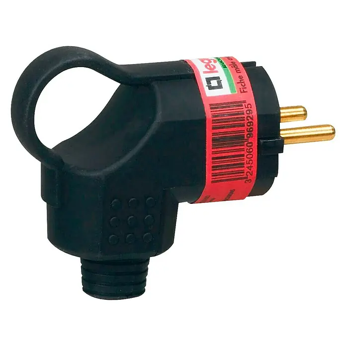 Legrand Clavija con anillo - Negro, Caucho macizo